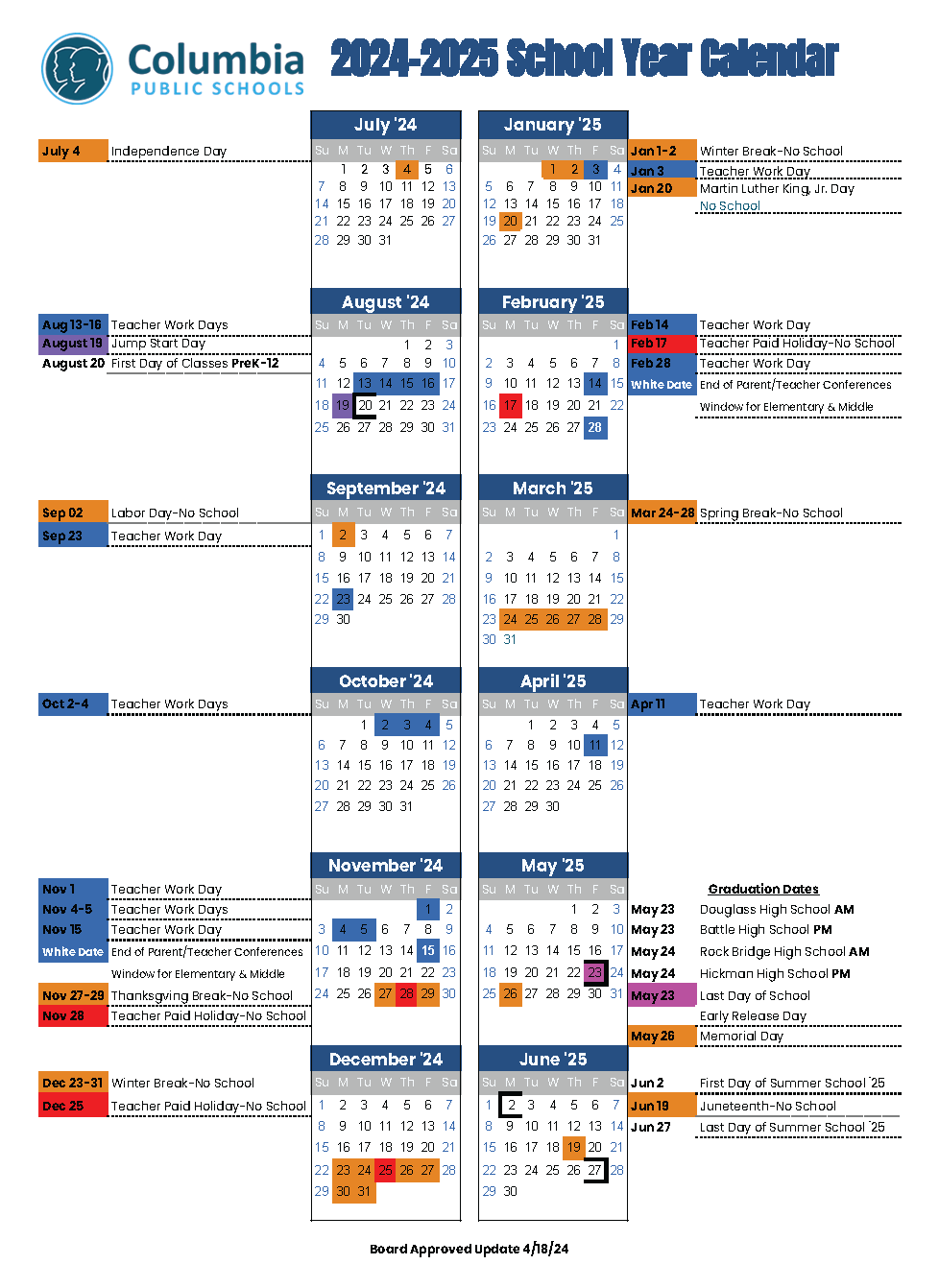 CPS 2024-25 School Year Calendar